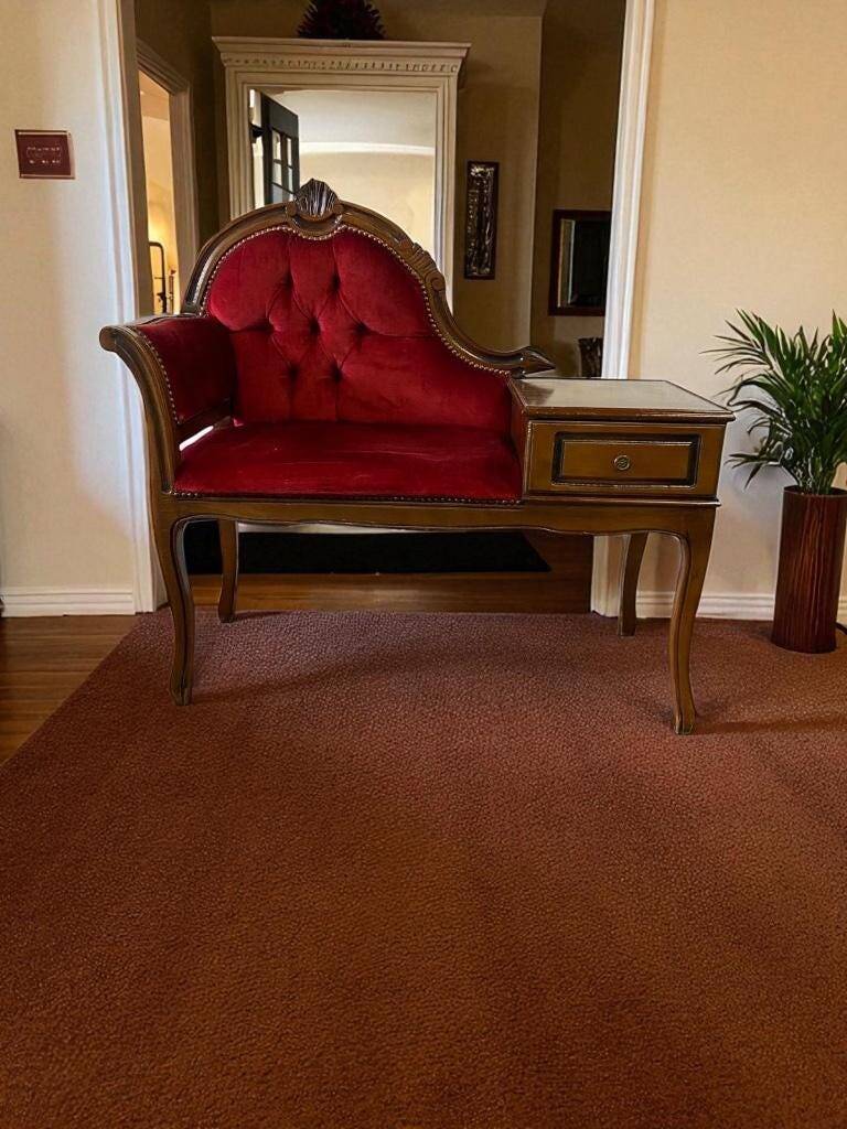 Vintage baroque bench / telephone bench / chair with small table
