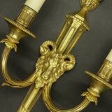 Large Louis XVI style ram's head and urn wall lamp - gilded bronze