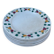 6 flat plates in white Gien ceramic with fruit patterns