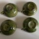 4 green glazed earthenware bowls with handles from Biot, 1960