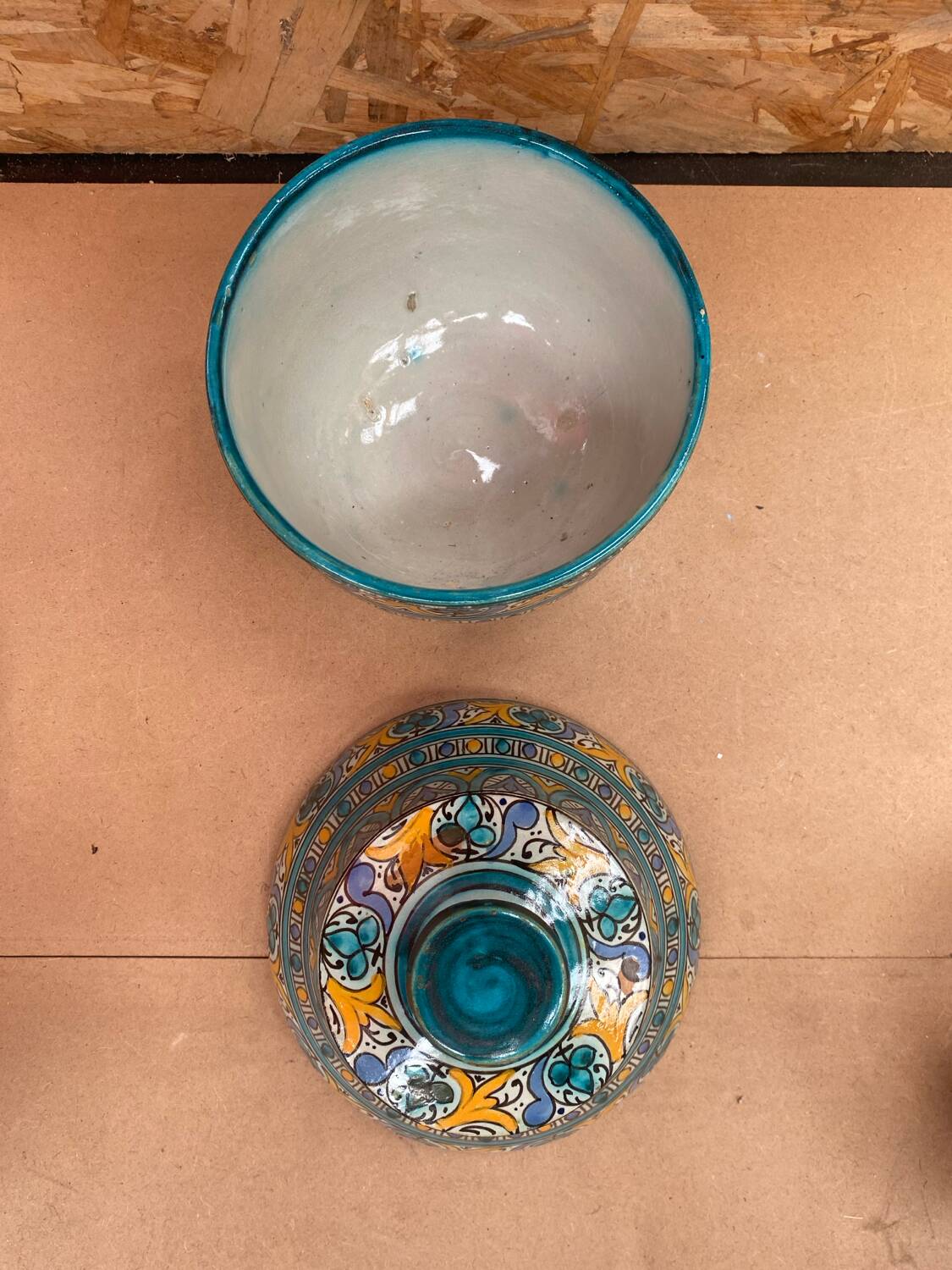 Old Jobbana Butter Jar Morocco Polychrome Earthenware 19th Century Vintage #B083