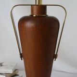 Vintage lamp base Maison le Dauphin in mahogany and brass.