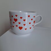 Large mug Staffordshire England hearts red and white, scent