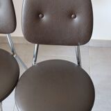 2 chairs 70s in chocolate skaï and chrome metal