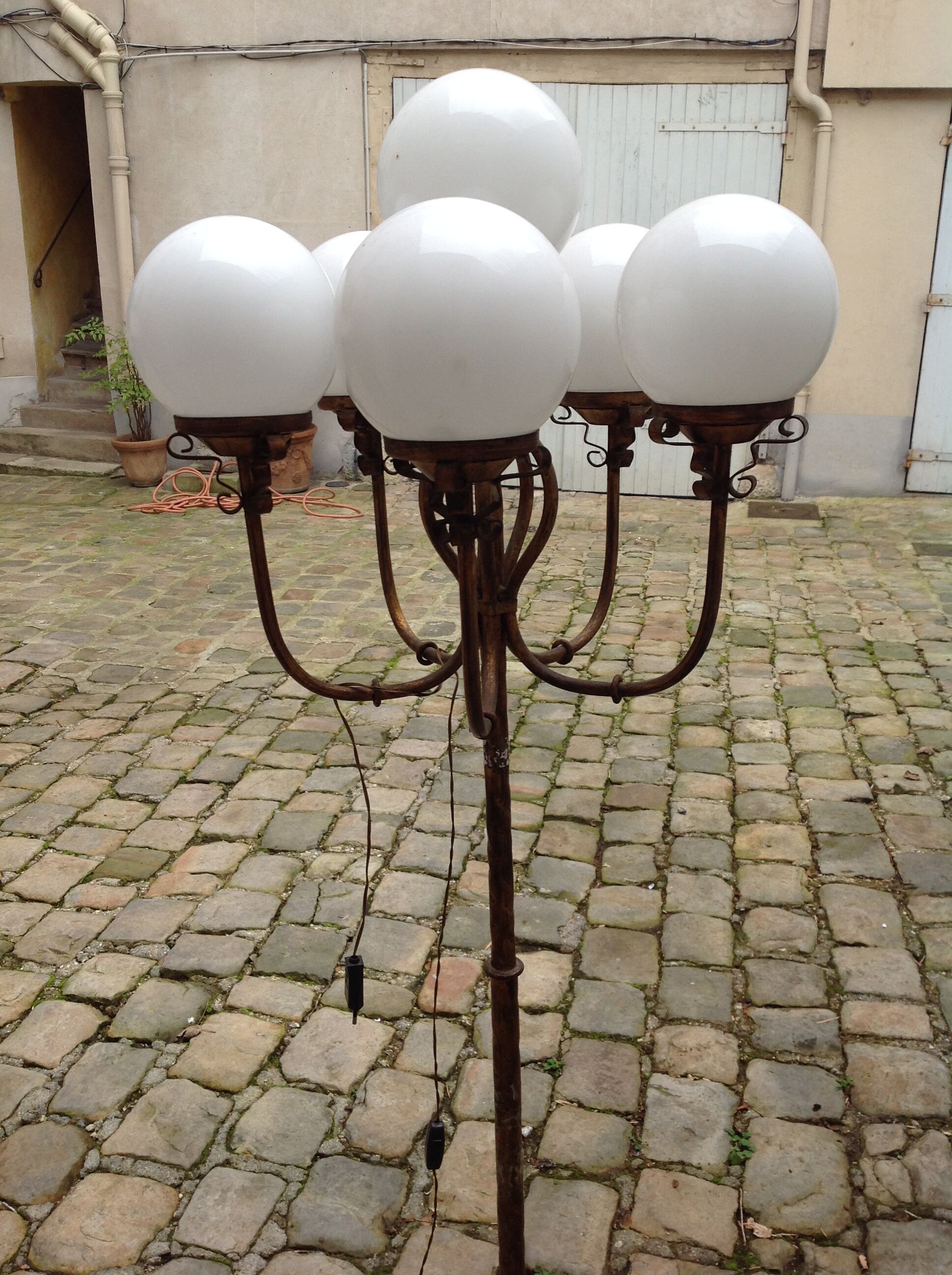 Vintage gold metal floor lamp, 70s