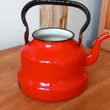Red enameled teapot