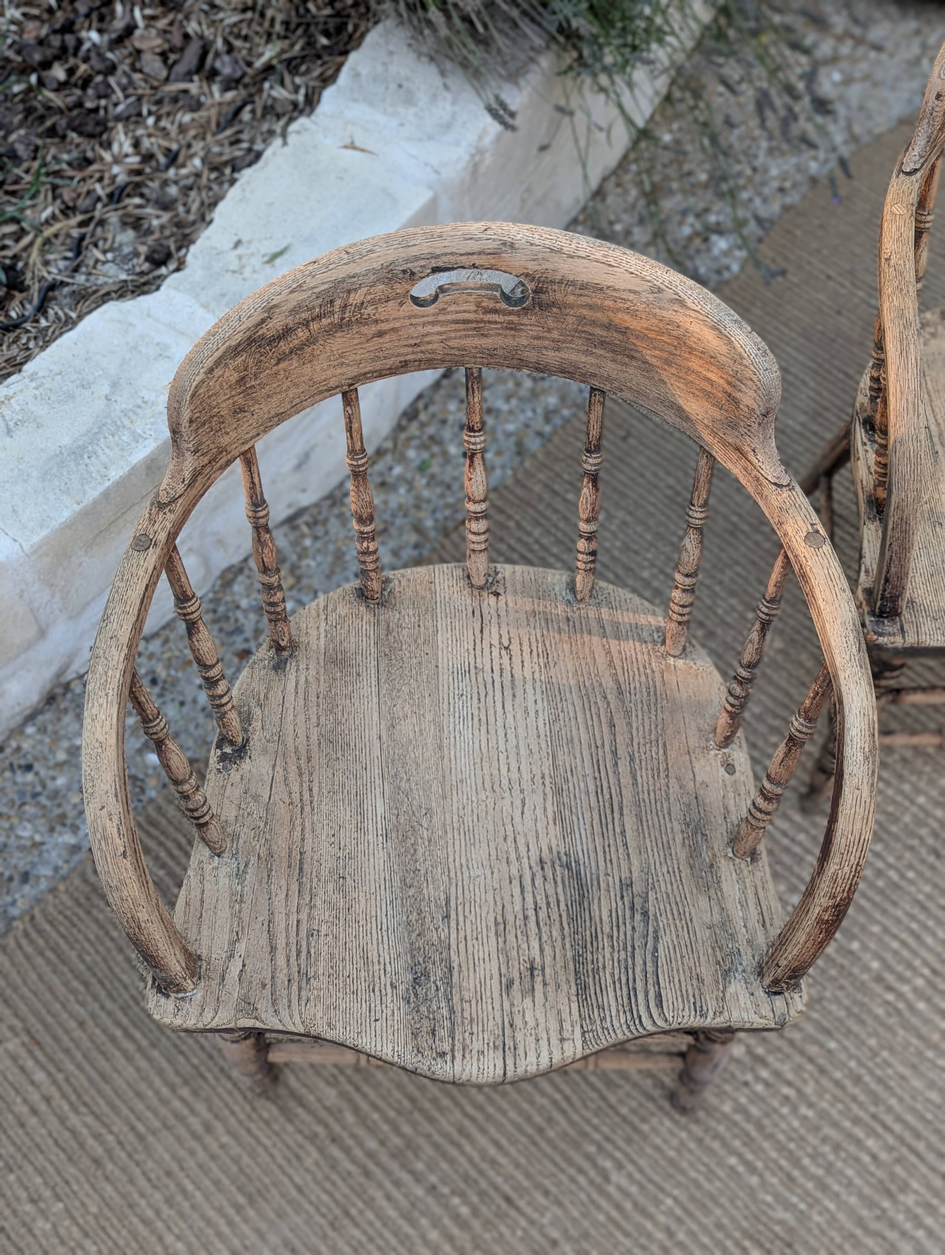 Pair of English captain's armchairs