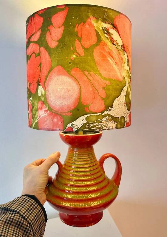 1970s sculptural vase lamp - exceptional studio ceramics