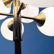 German brass floor lamp in Space Age style from the mid-century by Kaiser Leuchten, 1960s.