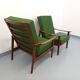 Paire de fauteuils scandinaves vintage en teck et tissu vert des années 60