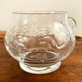 European 6 Person Punch Bowl with 5 Liters Capacity, Handcrafted Clear Crystal Glass with Floral Bar