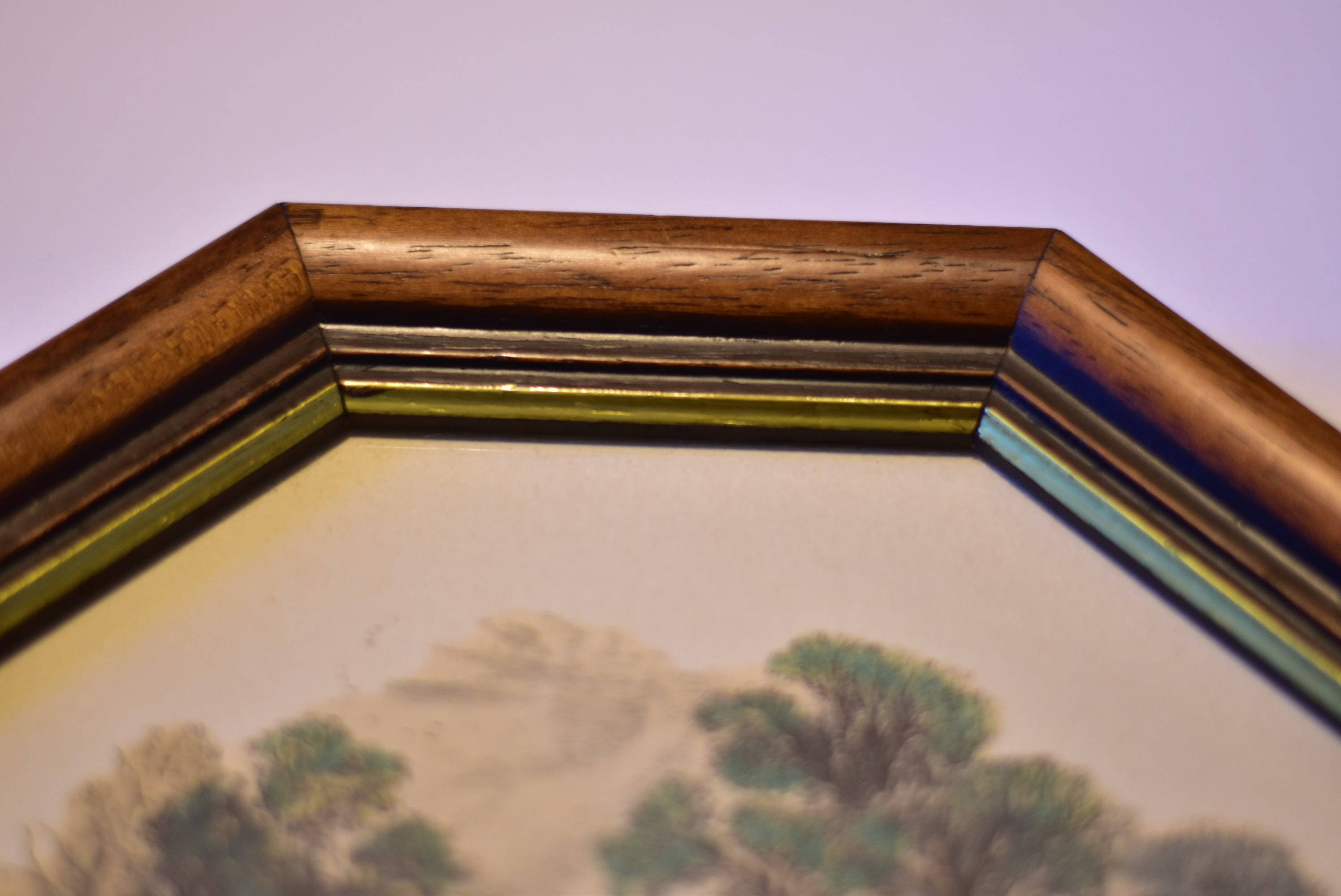 octo frame with spring scene engraving signed B.Foster