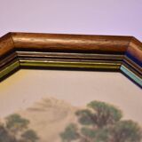 octo frame with spring scene engraving signed B.Foster