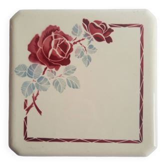 Dessous de plat faience Badonviller Guerledan France roses vintage