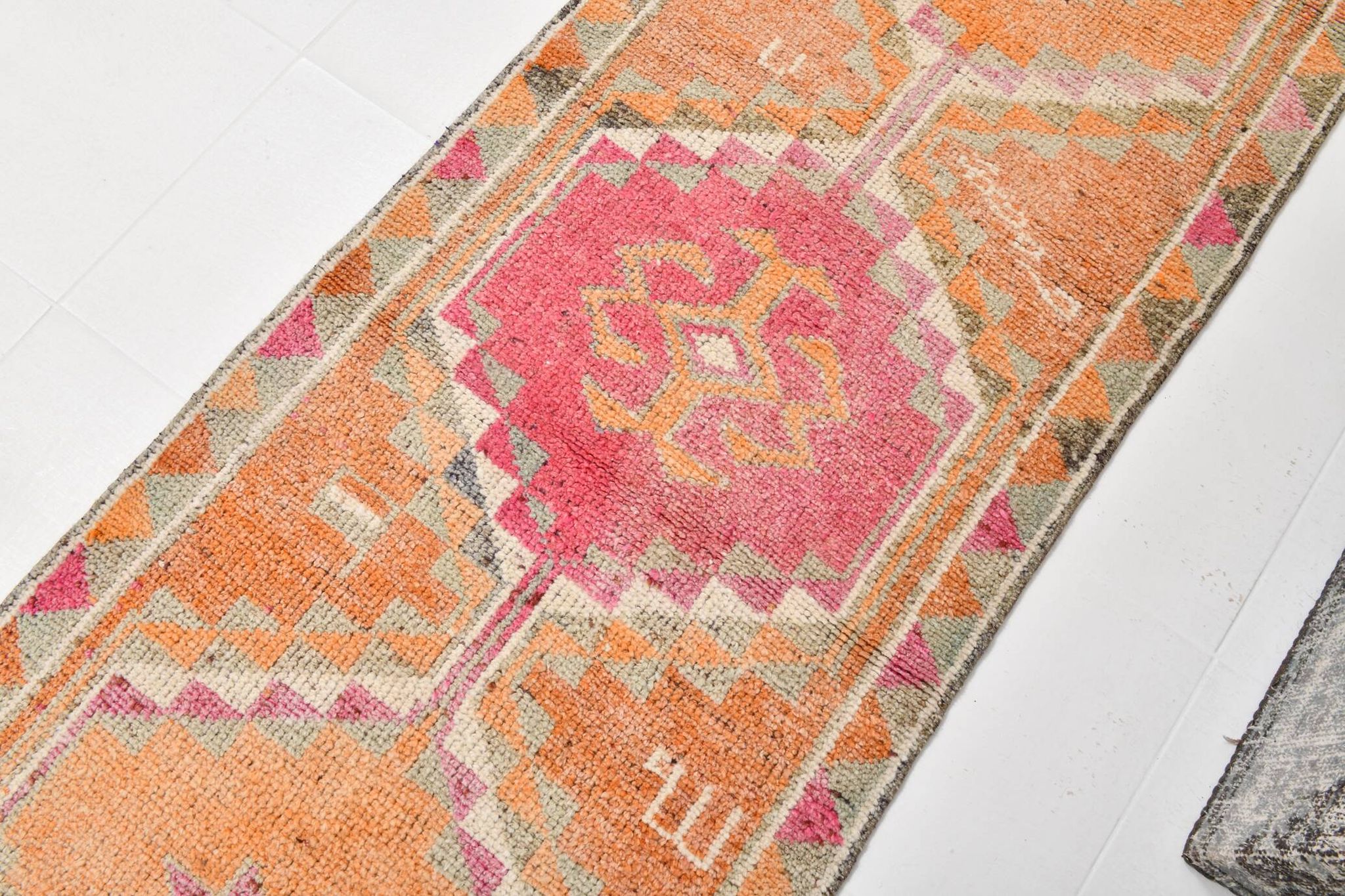 3x13 Soft Orange Wool Runner Rug, Traditional Nomadic Weave, 83x392Cm