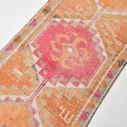 3x13 Soft Orange Wool Runner Rug, Traditional Nomadic Weave, 83x392Cm