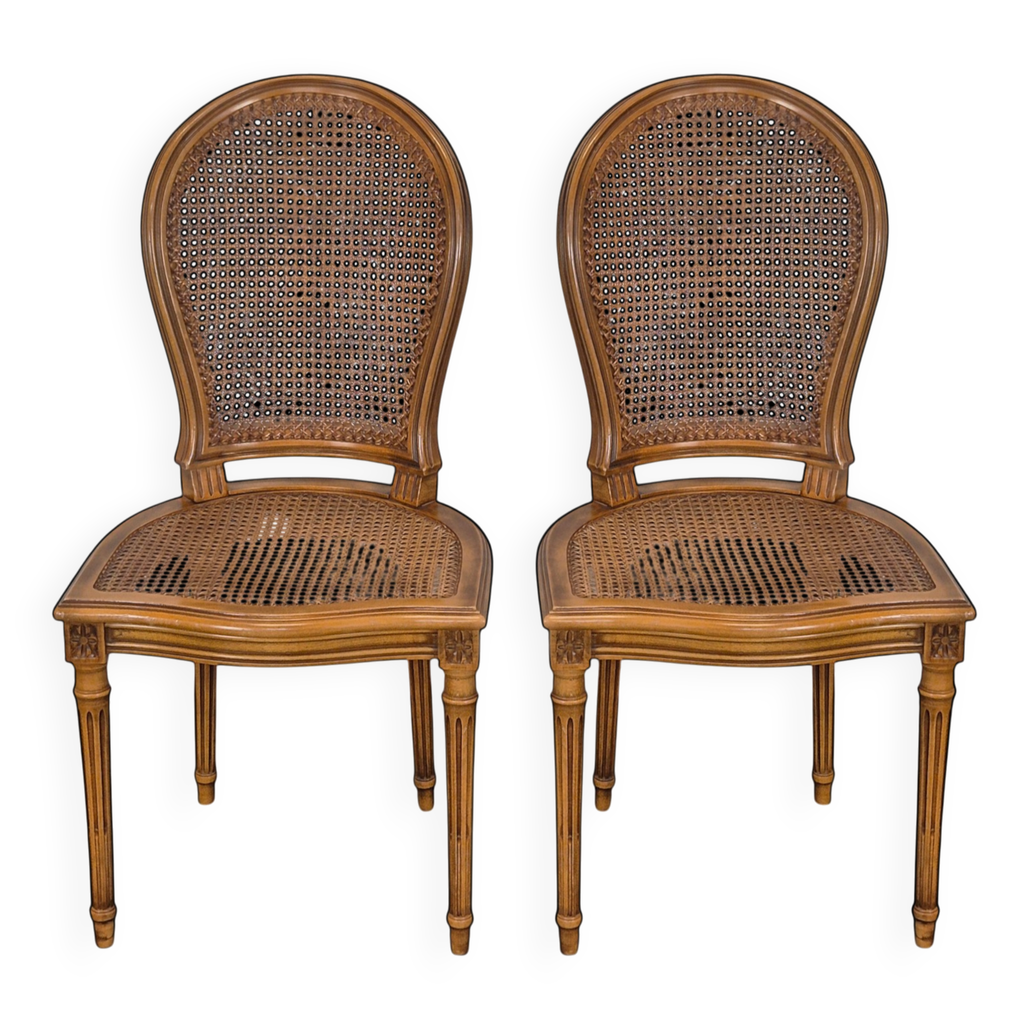 Pair of caned chairs in Louis XVI style