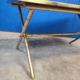 Table basse pied bambou doré et formica palissandre 1972