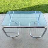 70s chrome and glass tubular frame coffee table
