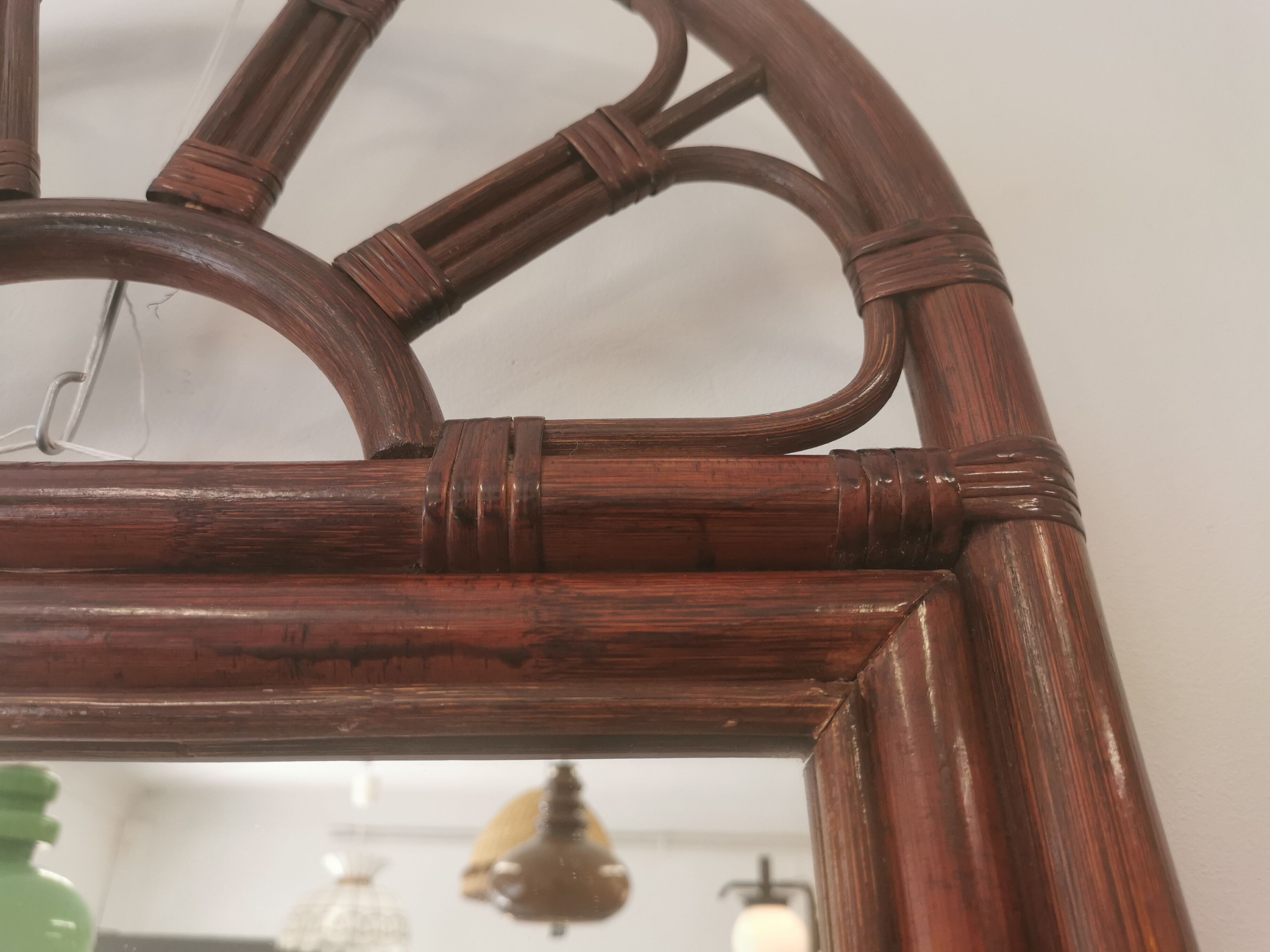 Vintage bamboo and rattan mirror 70, 100x50cm