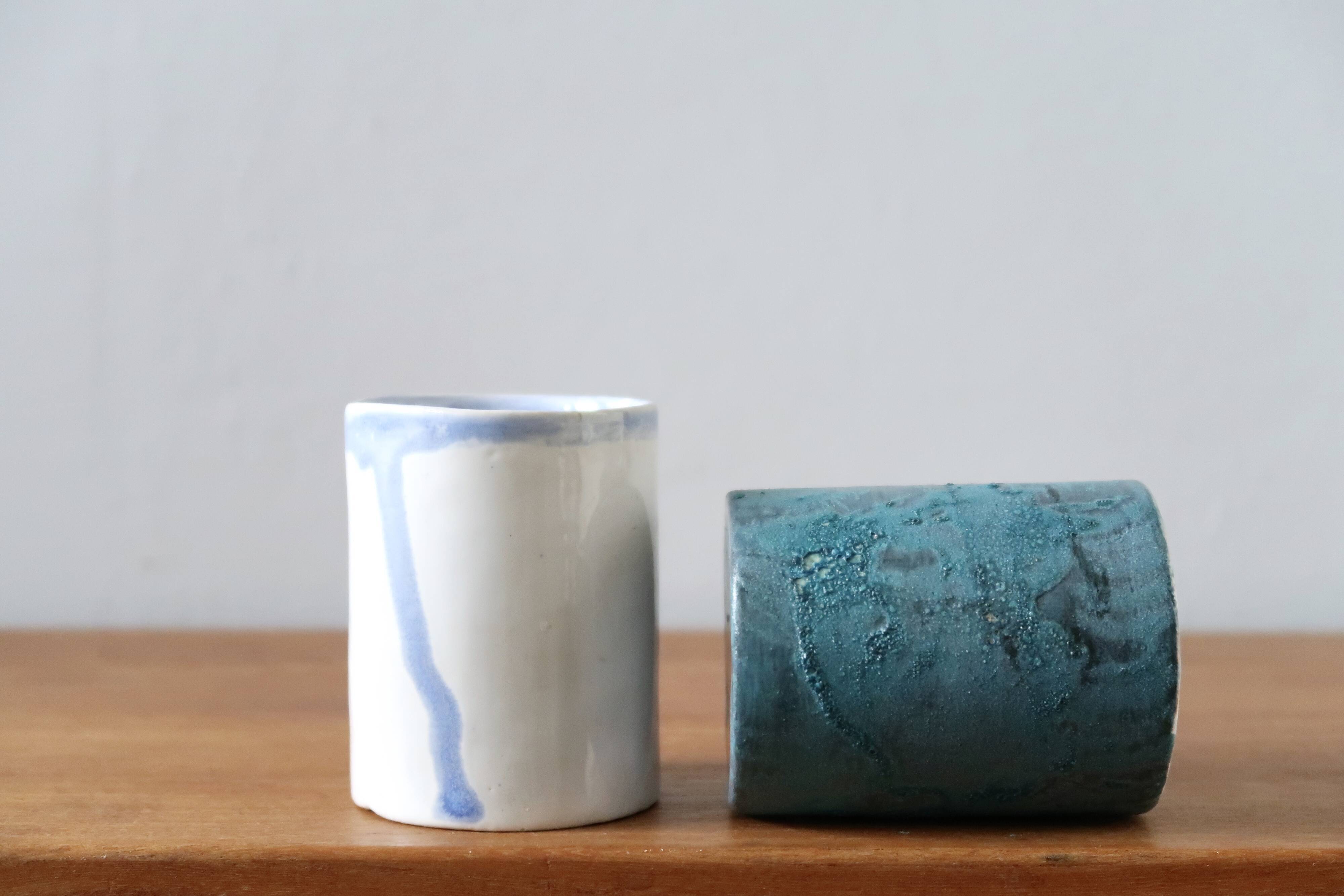 Duo of ceramic espresso cups by Nicole Fichot