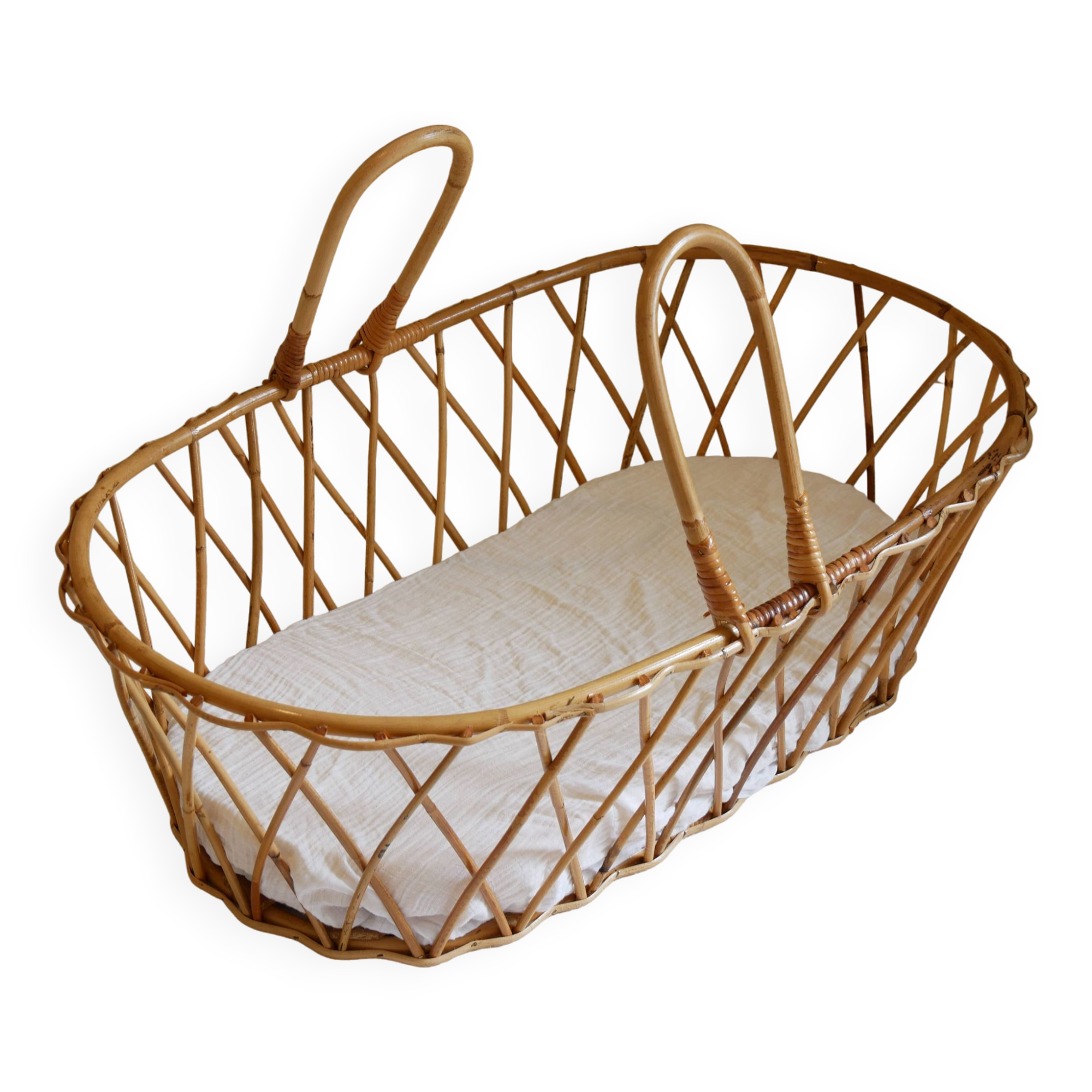 Vintage rattan bassinet