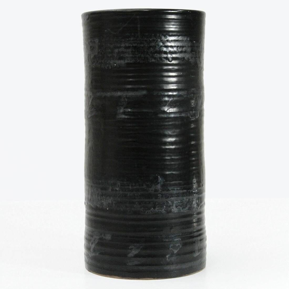 Black ceramic vase from mid-century Italian, 1960s.