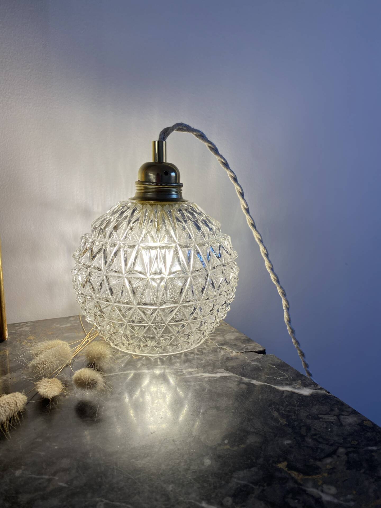 Vintage glass globe lamp