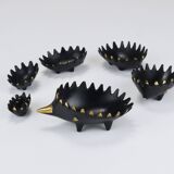 Cendriers empilables en laiton hérisson de Walter Bosse, Herta Baller, Autriche, années 1950