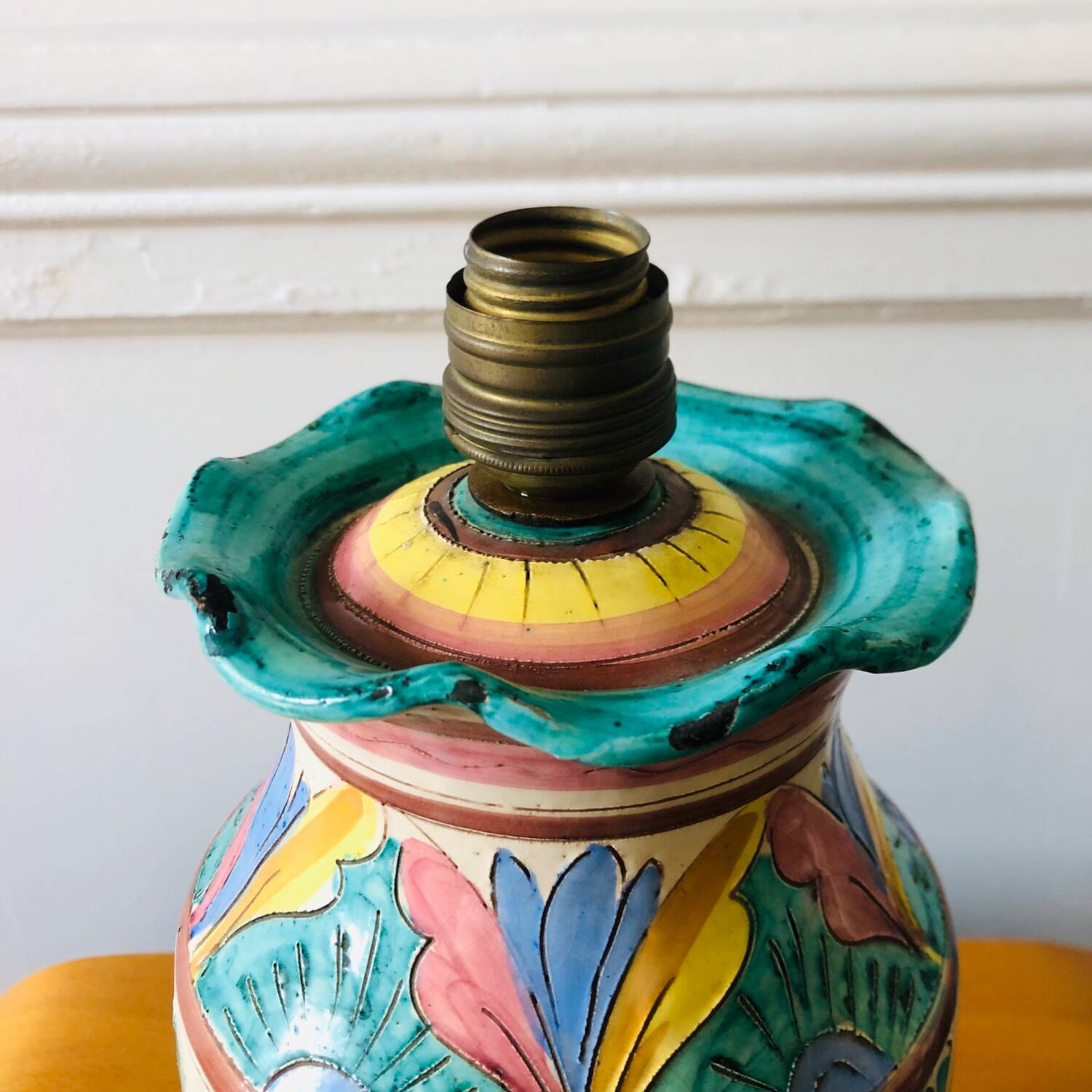 Majolica Italy ceramic lamp base