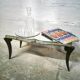Table basse art déco plateau miroir biseauté