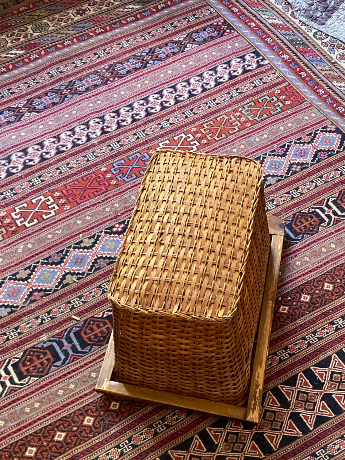 Wicker and wood basket