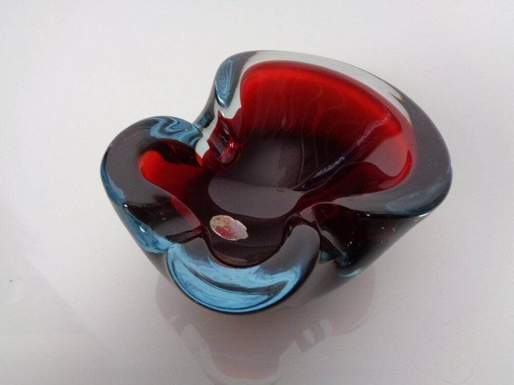 Sommerso Murano Glass Ashtray, Italy, 1960s