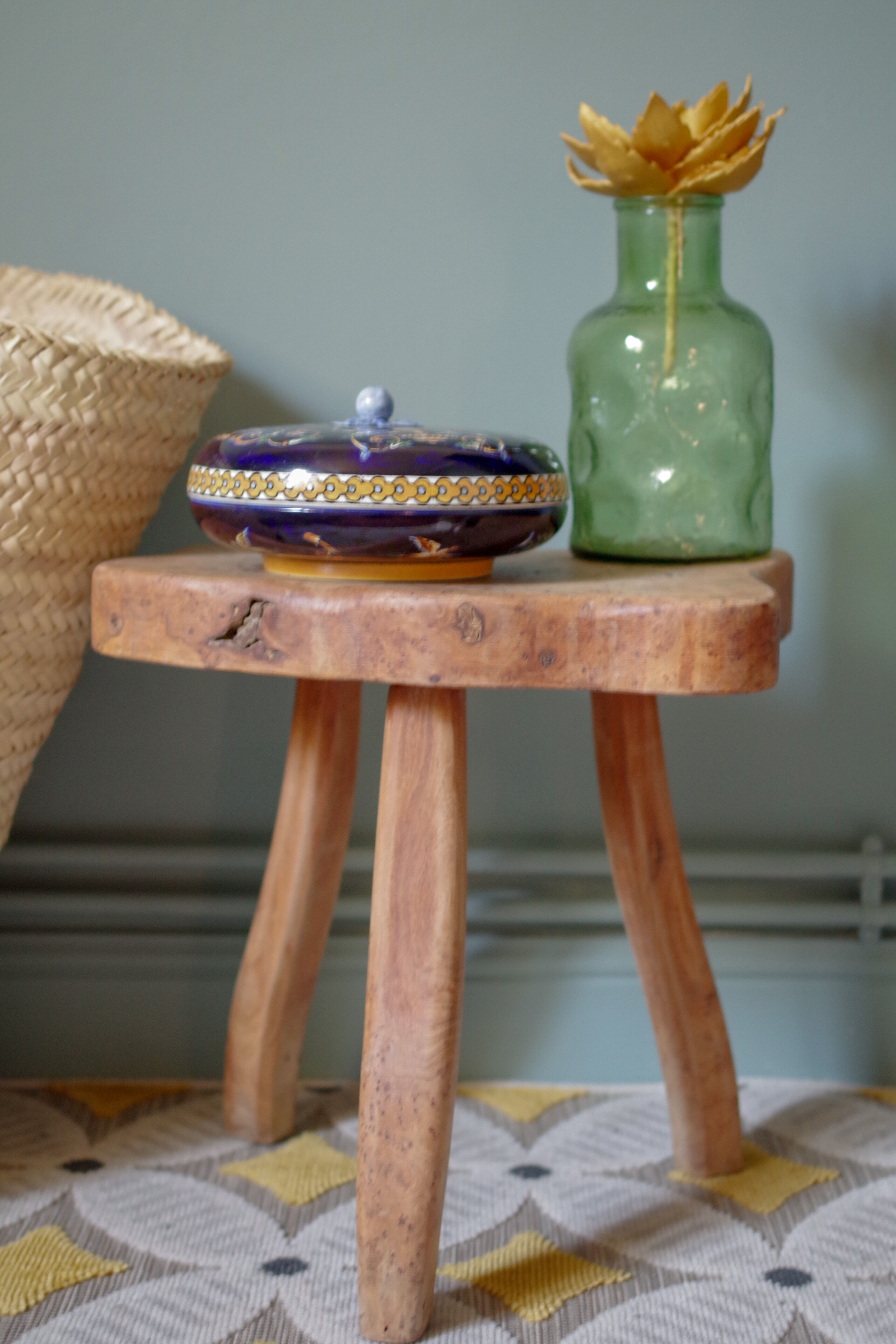 Gien blue earthenware candy box