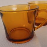 70's amber glass cups