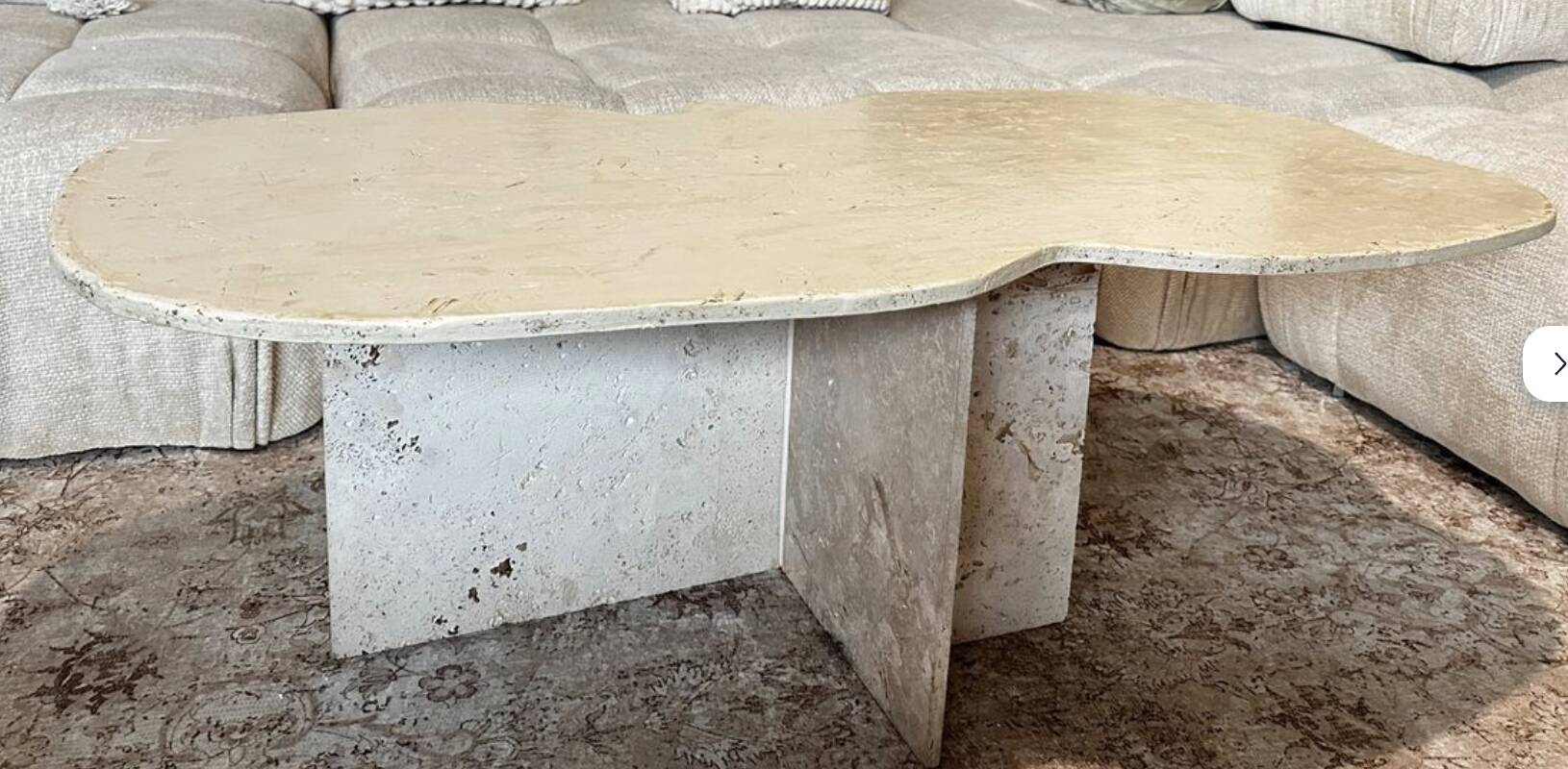 Beige travertine coffee table