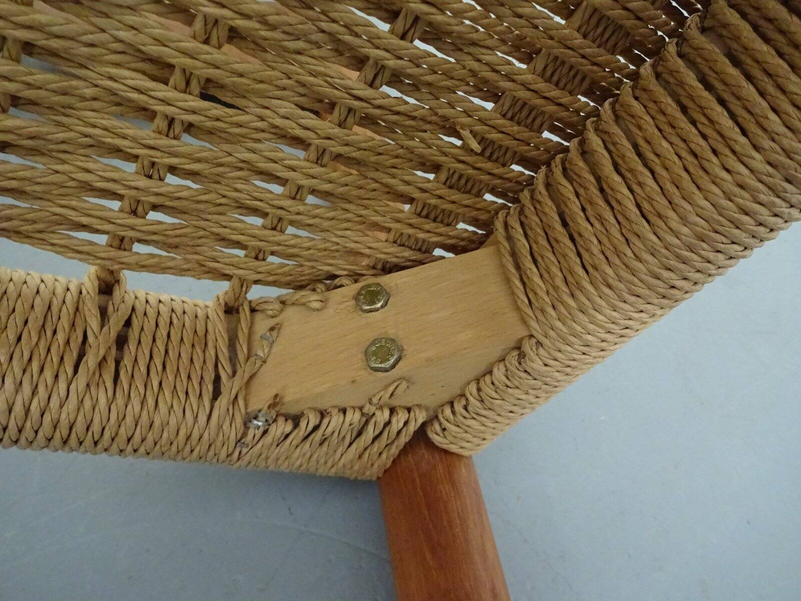 Teak & Papercord Dining Chairs by Poul M. Volther for Frem Røjle, Denmark, 1960s, Set of 4