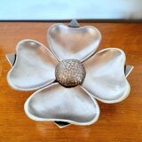 Cendrier fleur de lotus en métal argenté, 1970