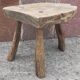 Brutalist coffee table in solid wood, tripod. (Popular art)