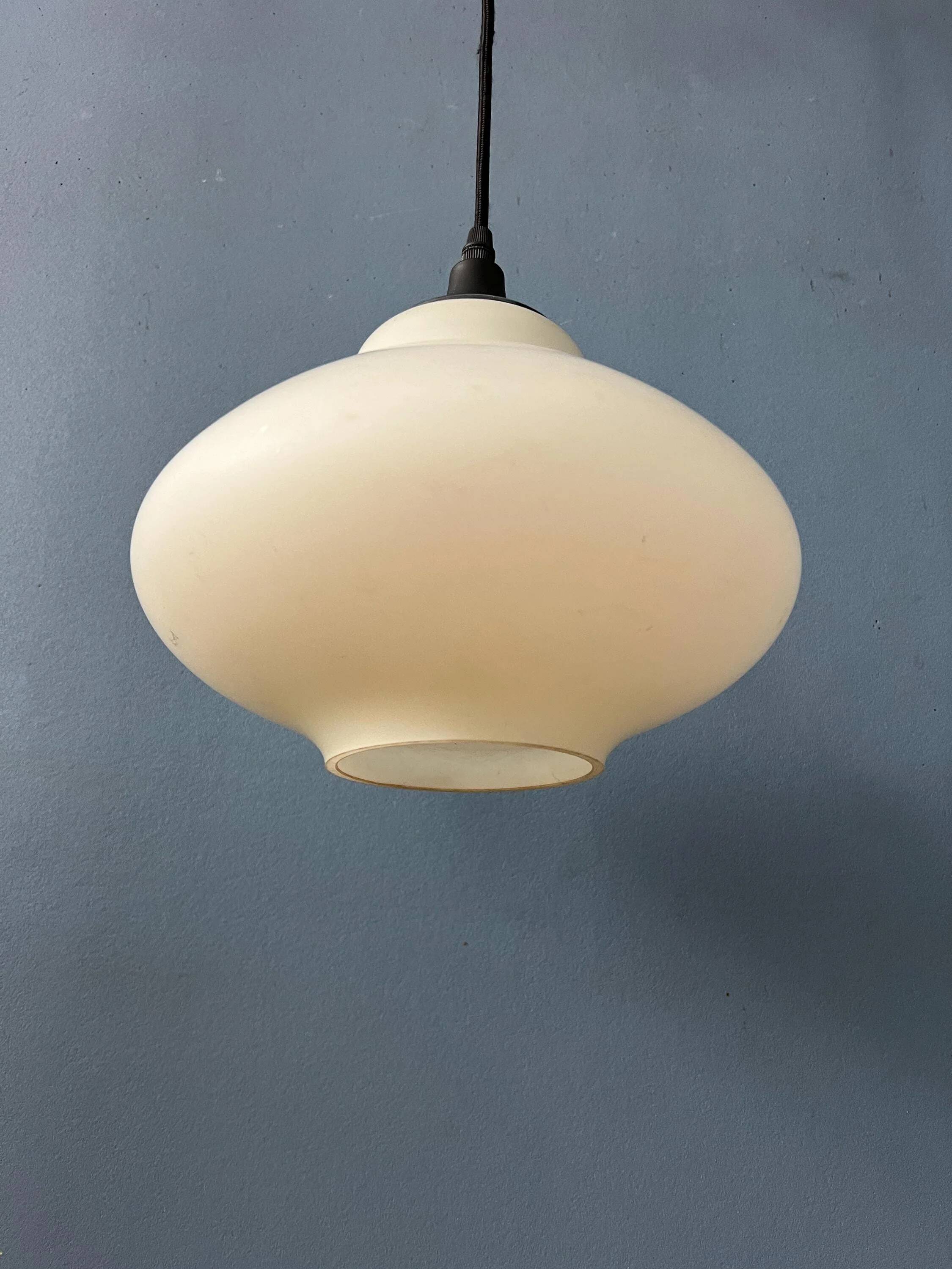 Opaline glass suspension light Mid Century attributed to Louis Kalff