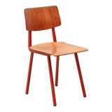 Chaise Marko Kwartet rouge, assise et dossier vintage teinte chêne