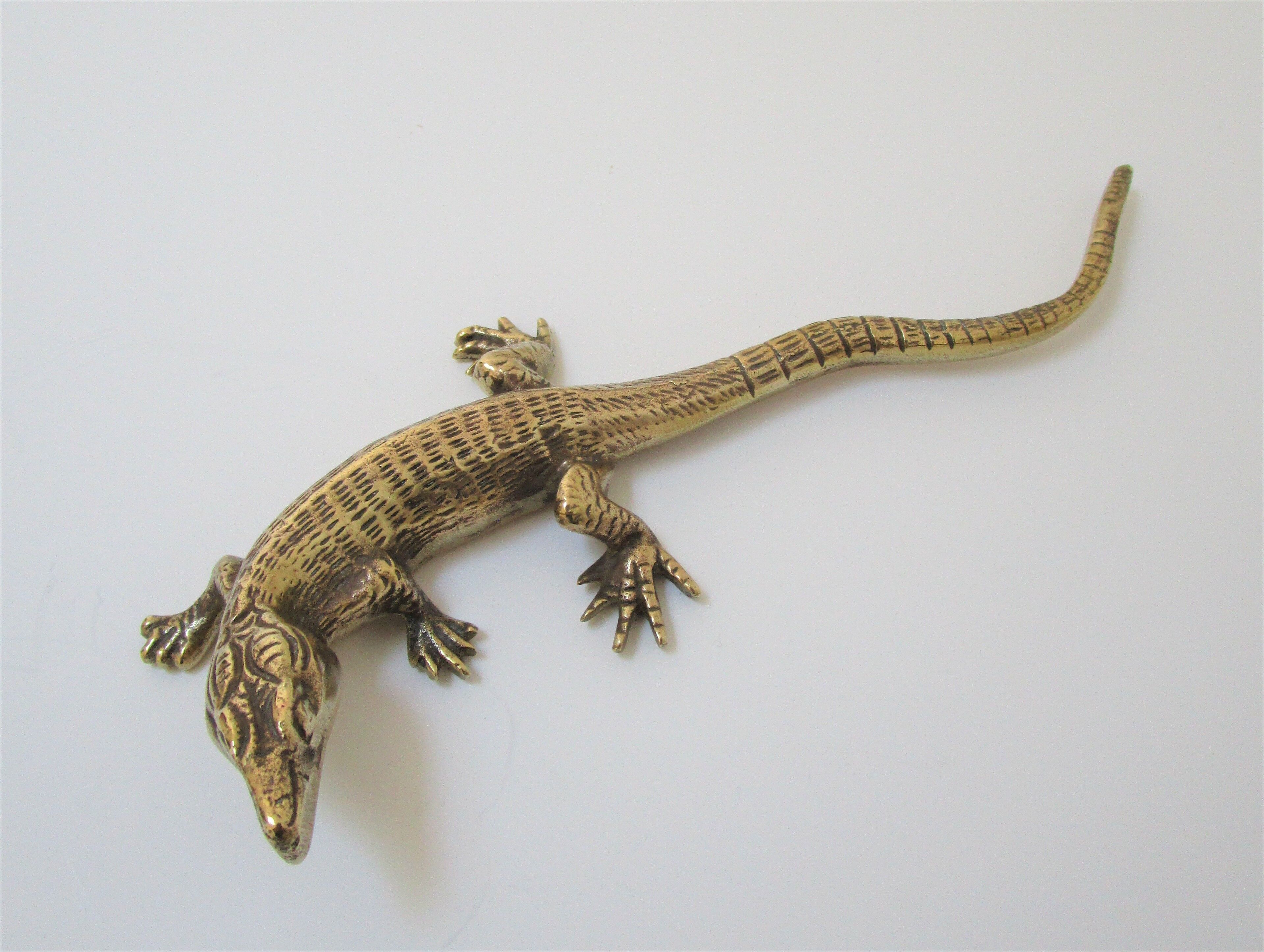 solid brass lizard gilded bronze 70s
