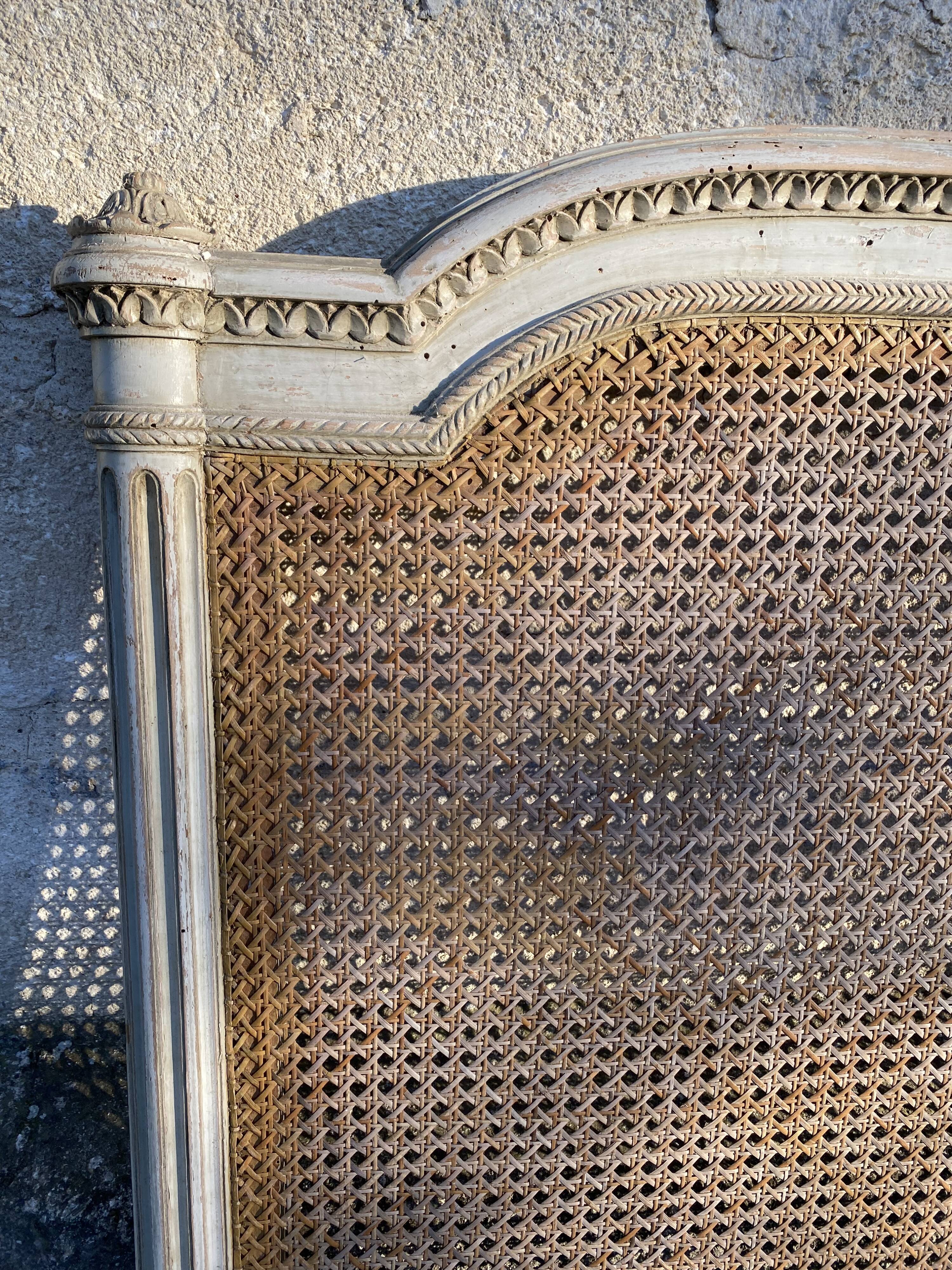 Bed Louis XVI patinated wood and cannage 140/190