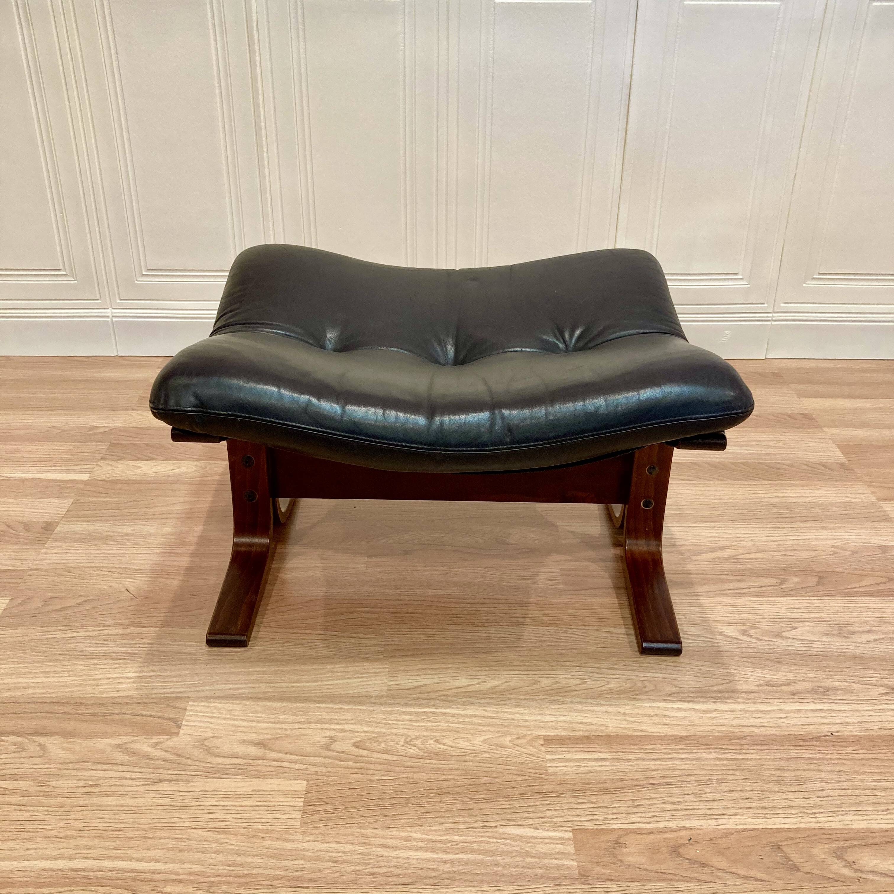 Leather ottoman "Scandinavian design" 1960.