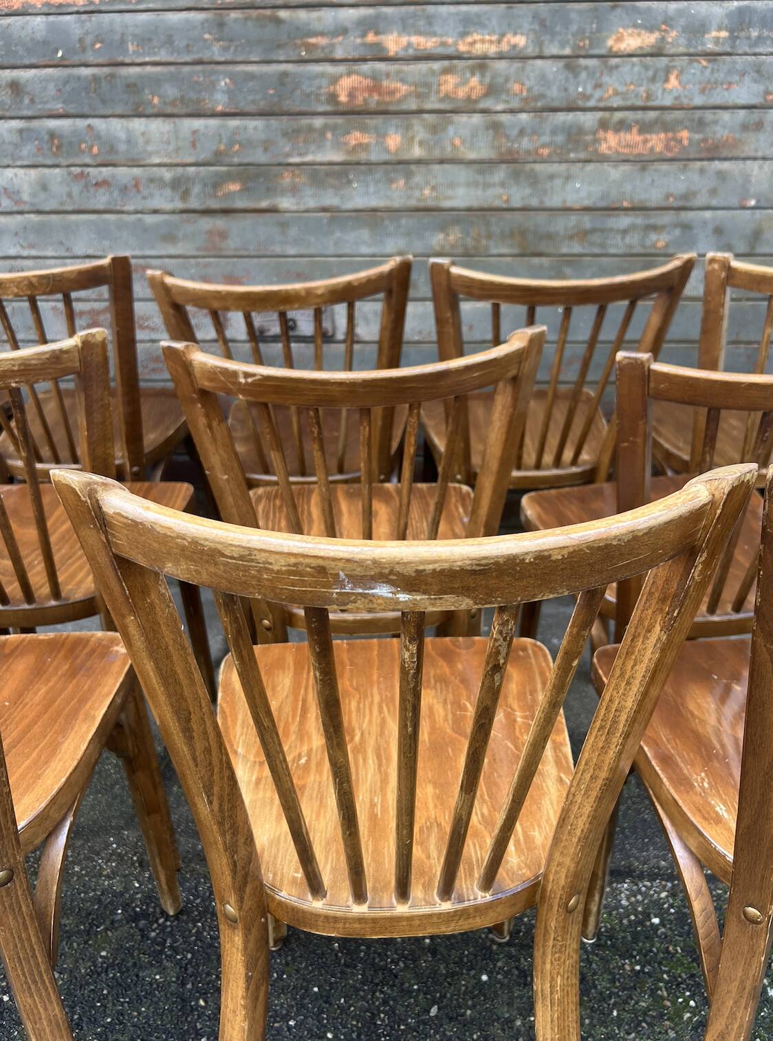 (Lot) 13 Stamped Baumann Chairs