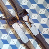 Pair of vintage wooden skis