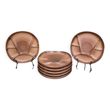7 stoneware fondue plates Chantilly