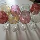Crystal Colour Verres X8 1970s Vintage Service Engraved 16 cm