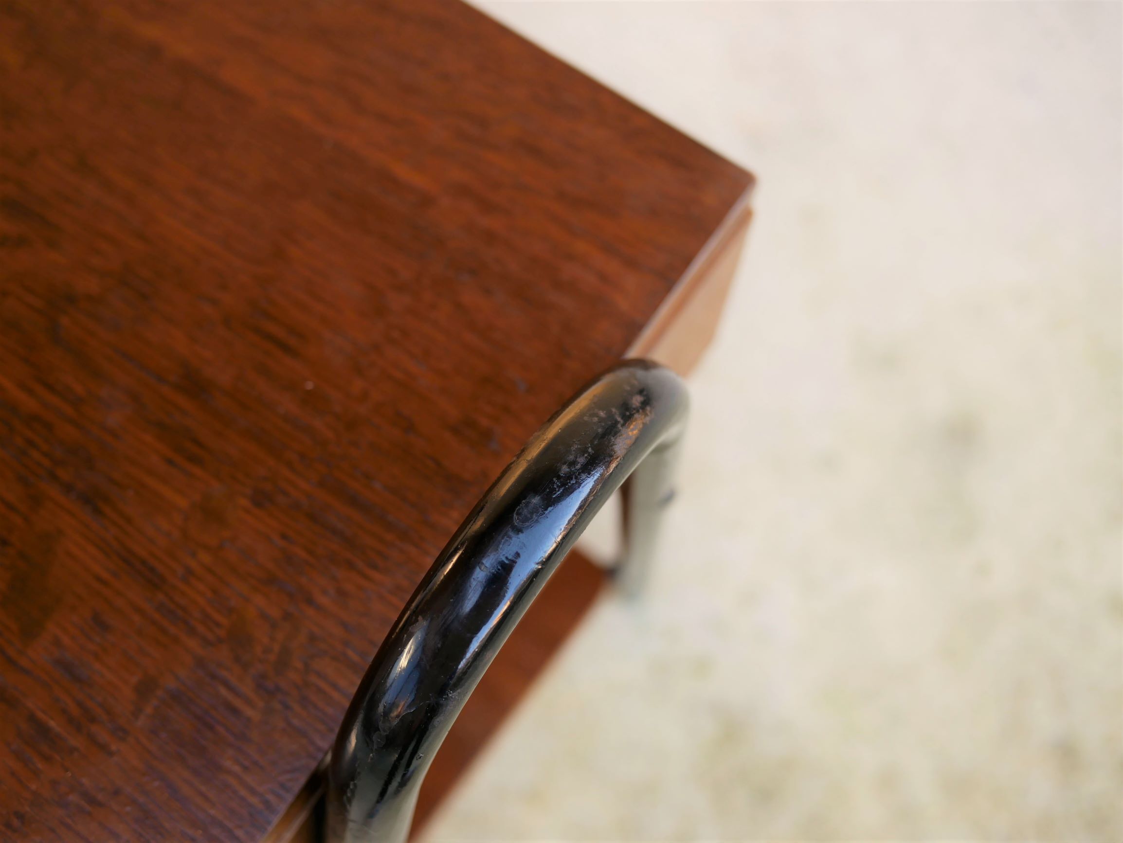 Vintage wooden and metal bedside table