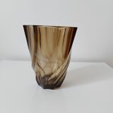 Twisted smoked glass vase